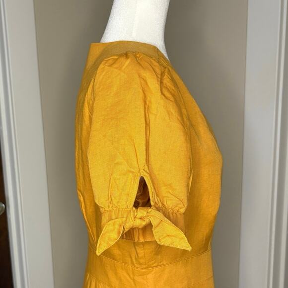 Gap Linen V-Neck Dress Women's S | Desert Sunset Gold, Tie Sleeve | NWT - Picture 6 of 16